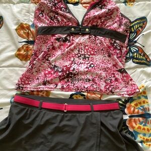 Pink and GrayTankini Set